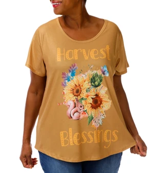 Thumbnail 1: ONE WORLD Plus Short Sleeve Harvest Bloom Top 