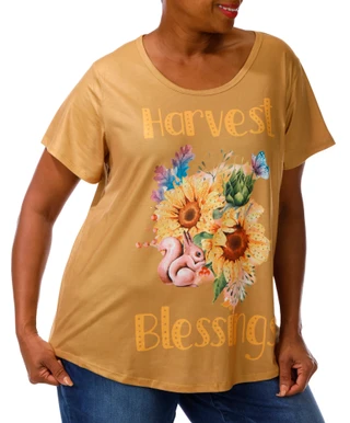 Thumbnail 5: ONE WORLD Plus Short Sleeve Harvest Bloom Top 