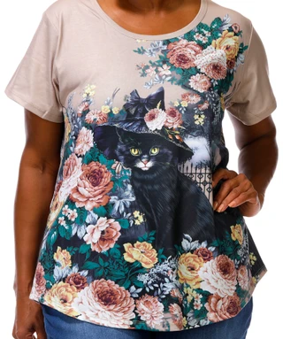 Thumbnail 3: ONE WORLD Plus Short Sleeve Harvest Bloom Top 