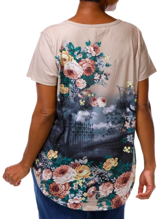 Thumbnail 4: ONE WORLD Plus Short Sleeve Harvest Bloom Top 