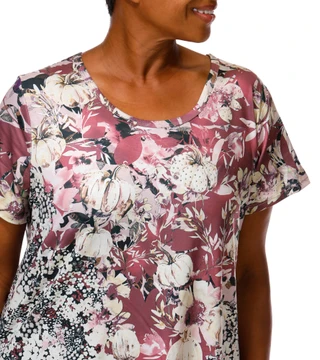 Thumbnail 4: ONE WORLD Plus Short Sleeve Harvest Bloom Top 