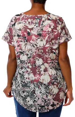 Thumbnail 5: ONE WORLD Plus Short Sleeve Harvest Bloom Top 