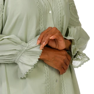 Thumbnail 2: Liverpool Plus Long Sleeve Split Neck Button Down Top 