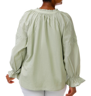 Thumbnail 4: Liverpool Plus Long Sleeve Split Neck Button Down Top 