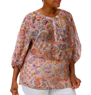 Thumbnail 1: Vince Camuto Plus 3/4 Sleeve Floral Paisley Print Top 