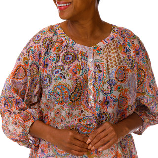 Thumbnail 4: Vince Camuto Plus 3/4 Sleeve Floral Paisley Print Top 