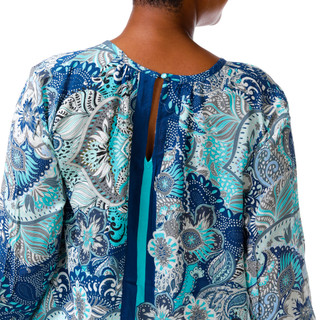 Thumbnail 4: Liverpool Plus Long Sleeve Floral Paisley Keyhole Top 