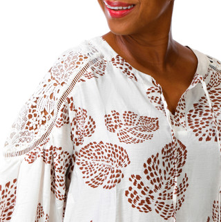 Thumbnail 2: Zac & Rachel Plus 3/4 Sleeve Split Tie Neck Printed Top 