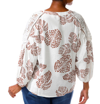 Thumbnail 4: Zac & Rachel Plus 3/4 Sleeve Split Tie Neck Printed Top 