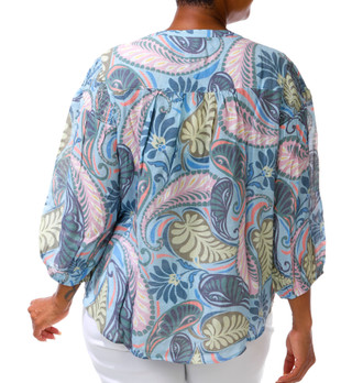 Thumbnail 3: Zac & Rachel Plus 3/4 Sleeve Paisley Button Down Tie Front Top 