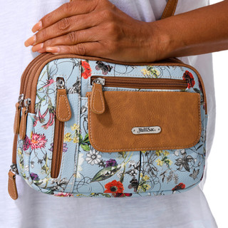 Thumbnail 2: MULTISAC Chambray Vienna Floral Zippy Triple Compartment Crossbody 