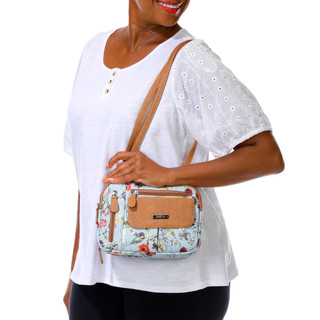 Thumbnail 1: MULTISAC Chambray Vienna Floral Zippy Triple Compartment Crossbody 