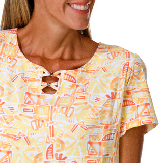 Thumbnail 2: Hearts of Palm Women's Short Sleeve Beaded Neck Top 