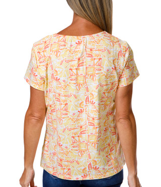 Thumbnail 3: Hearts of Palm Women's Short Sleeve Beaded Neck Top 