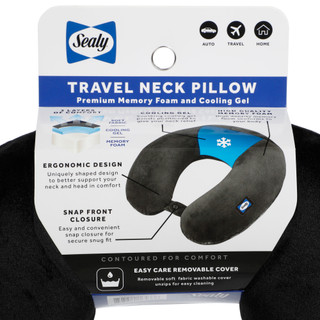 Thumbnail 3: SEALY POSTUREPEDIC Travel Neck Pillow with Cooling Gel - Black 