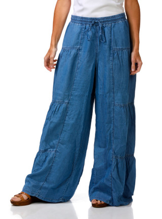 Thumbnail 1: Steve Madden Women's Tiered Chambray Pants 