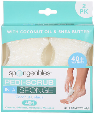 Thumbnail 1: Spongeables 2 Pk Pedi-Scrub In A Sponge w/ Coconut Oil & Shea Butter 