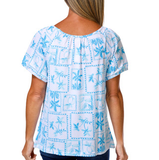 Thumbnail 2: Hearts of Palm Women's Short Sleeve Crinkle Peasant Top 