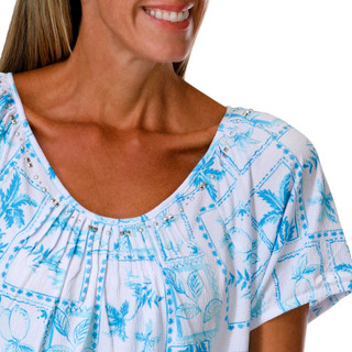 Thumbnail 3: Hearts of Palm Women's Short Sleeve Crinkle Peasant Top 