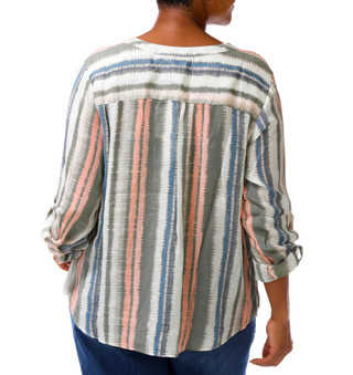 Thumbnail 3: Zac & Rachel Plus 3/4 Sleeve Split Neck Button Down Top 