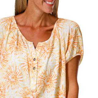 Thumbnail 2: Hearts of Palm Women's Short Sleeve Crinkle Henley Top 