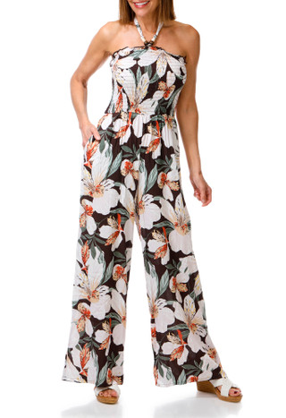 Thumbnail 1: As U Wish Women's Print Halter Jumpsuit 