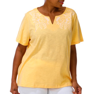 Thumbnail 3: Coral Bay Plus Short Sleeve Floral Split Neck Top 