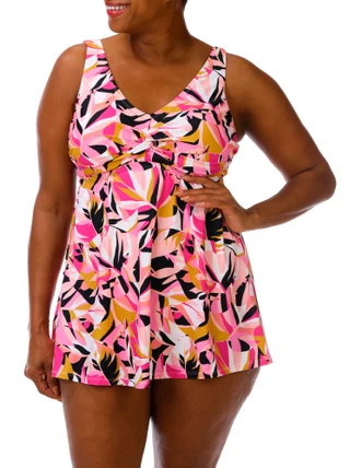 Thumbnail 1: RAISINS Plus Lucia Floral Swimdress 