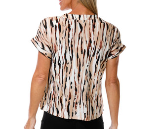 Thumbnail 2: VeraRose Women's Short Sleeve Print Button Down Top 