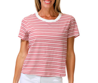 Thumbnail 1: BUNULU Women's Short Sleeve Stripe Top 