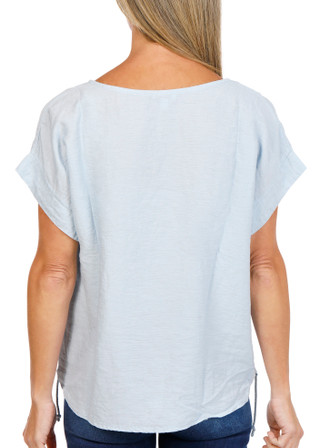 Thumbnail 2: Cristina Vergani Women's Short Sleeve Linen Drawstring Top 