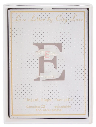 Thumbnail 1: City by City 2 Pc Silver Plated E Initial Ring Set 