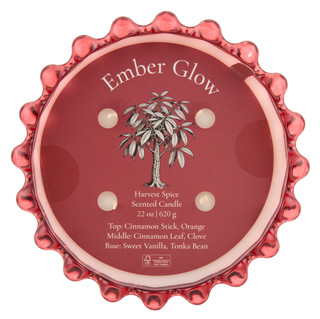 Thumbnail 2: Ember Glow 22 Oz Cherry Red Glass Harvest Spice Scented Candle 
