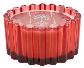 Thumbnail 1: Ember Glow 22 Oz Cherry Red Glass Harvest Spice Scented Candle 