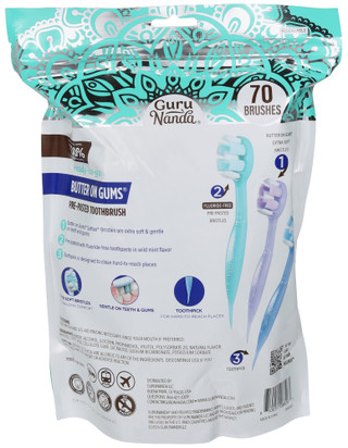 Thumbnail 2: Guru Nanda 70 Pk On-the-Go Butter on Gums Mint Pre-Pasted Toothbrushes 