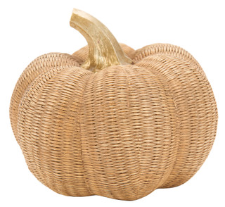 Thumbnail 2: 7 in Resin Woven Pumpkin Harvest Decor 