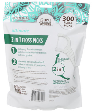 Thumbnail 2: Guru Nanda 300 Pk Ultimate 2-in-1 Mint Flavored Dental Floss Picks 