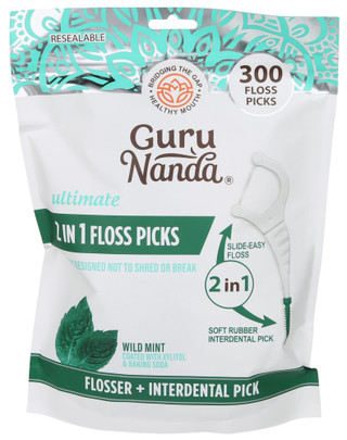 Thumbnail 1: Guru Nanda 300 Pk Ultimate 2-in-1 Mint Flavored Dental Floss Picks 