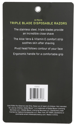 Thumbnail 2: Eddie Bauer 6 Pk Triple Blade Disposable Razors with Aloe Comfort Strips 