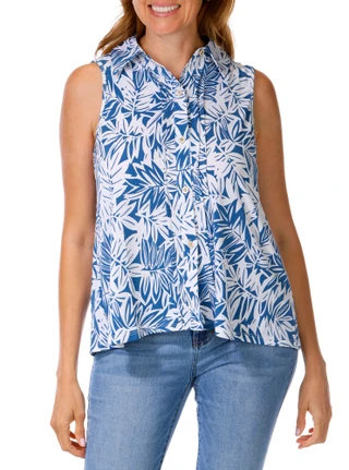 Thumbnail 1: SJS Women's Sleeveless Button Down Top  
