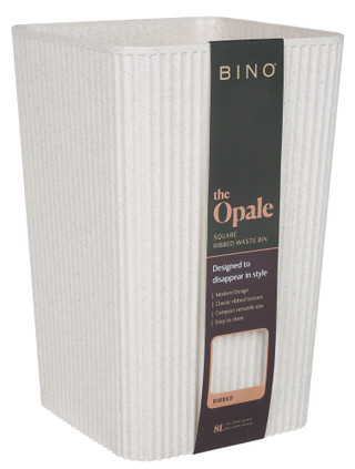 Thumbnail 1: Bino 12x8 Opale Square Ribbed Waste Bin 