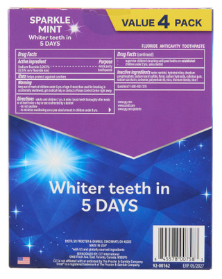 Thumbnail 2: CREST 4 Pk 3D Sparkle Mint Whitening Toothpaste  