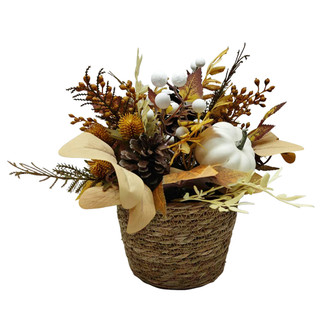 Thumbnail 1: PD HOME Cream Sunflower & Velvet Pumpkin Tabletop Arrangement 