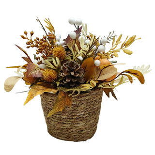 Thumbnail 2: PD HOME Cream Sunflower & Velvet Pumpkin Tabletop Arrangement 