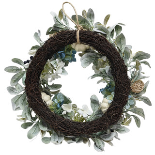 Thumbnail 2: PD HOME 22" Blue & White Hydrangea Coastal Harvest Wreath 