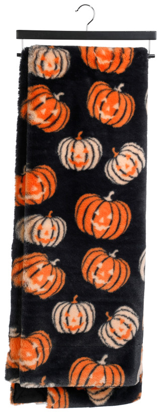 Thumbnail 1: Stay Spooky 50x70 Faux Fur Pumpkin Throw Blanket 