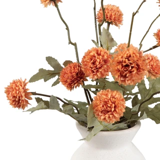 Thumbnail 2: FLORA BUNDA 14.5" Pom Pom Floral Arrangement in Ceramic Vase 