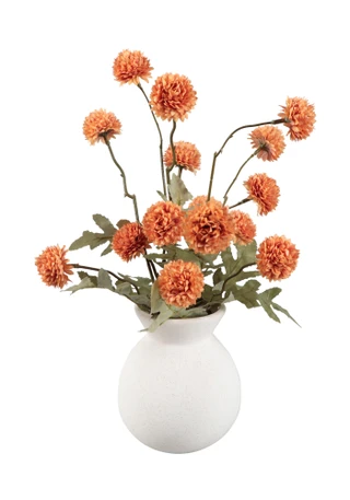 Thumbnail 1: FLORA BUNDA 14.5" Pom Pom Floral Arrangement in Ceramic Vase 