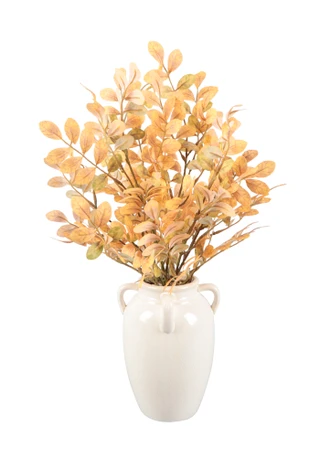 Thumbnail 1: FLORA BUNDA 21.5" Golden Eucalyptus Leaves t in Decorative Vase 
