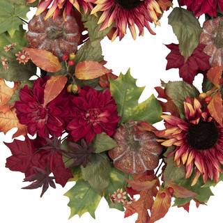 Thumbnail 2: CAFFCO INTERNATIONAL 24" Rose, Sunflower & Pumpkin Harvest Wreath 